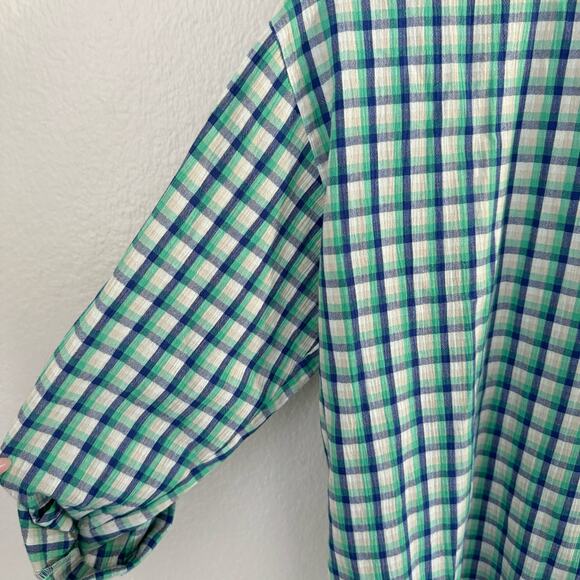 Vintage Koret Francisca Womens Green Plaid Shirt Embroidered Floral Size Medium - Picture 8 of 12